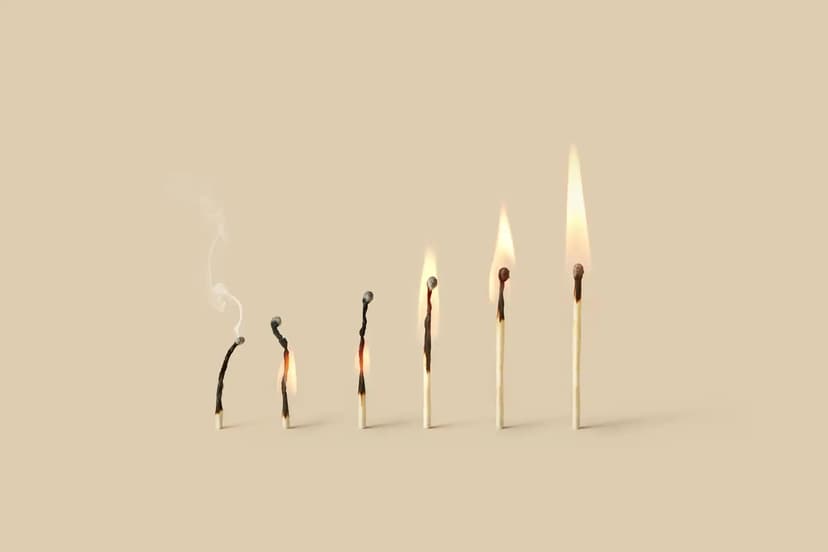 flame of burnt out match growing stronger