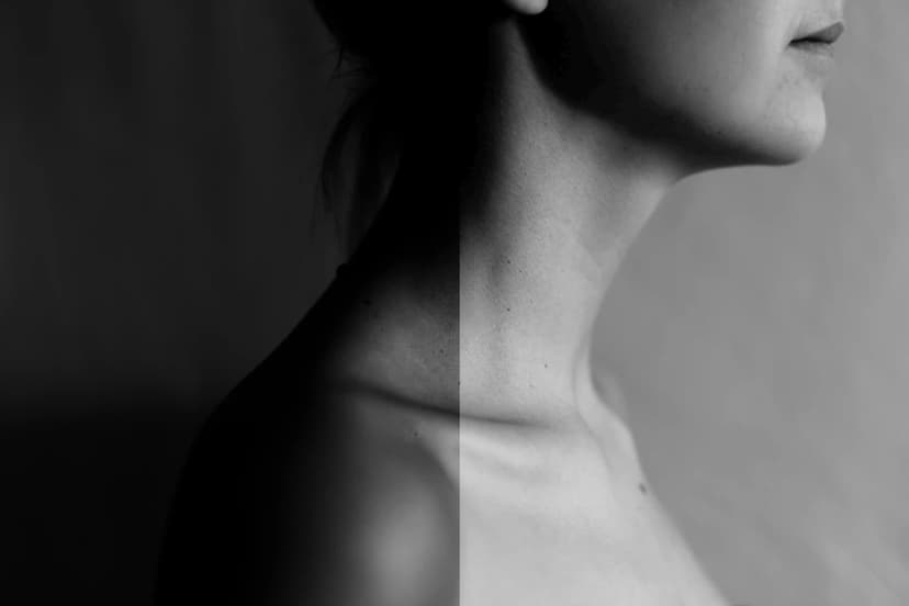 neck split with dark and light overlay