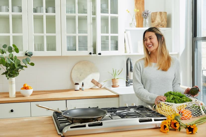 woman cooking healthy meal